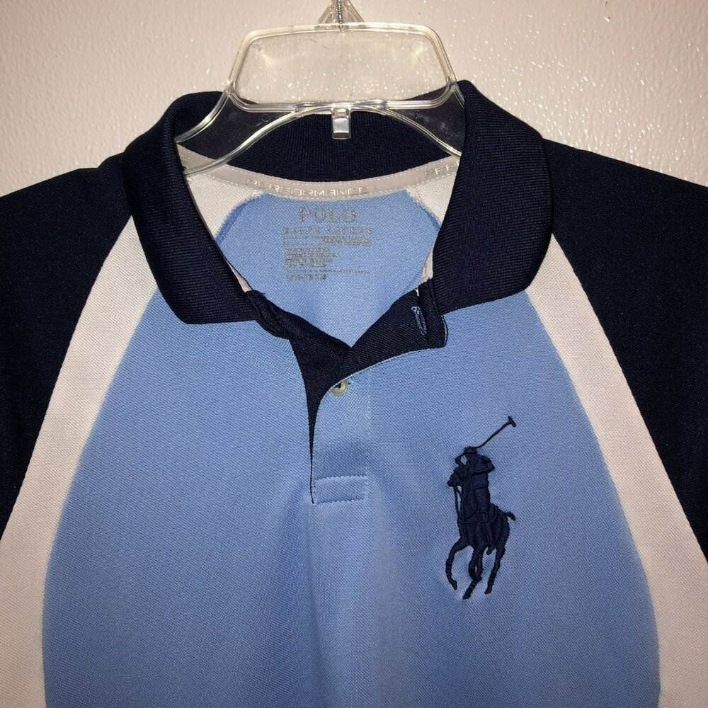 Polo Ralph Lauren Big Pony Blue Colorblock Boys Large 14-16 Classic Fit - Picture 2 of 6